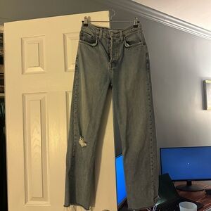 Re/Done Originals Distressed Stretchy Straight Jeans